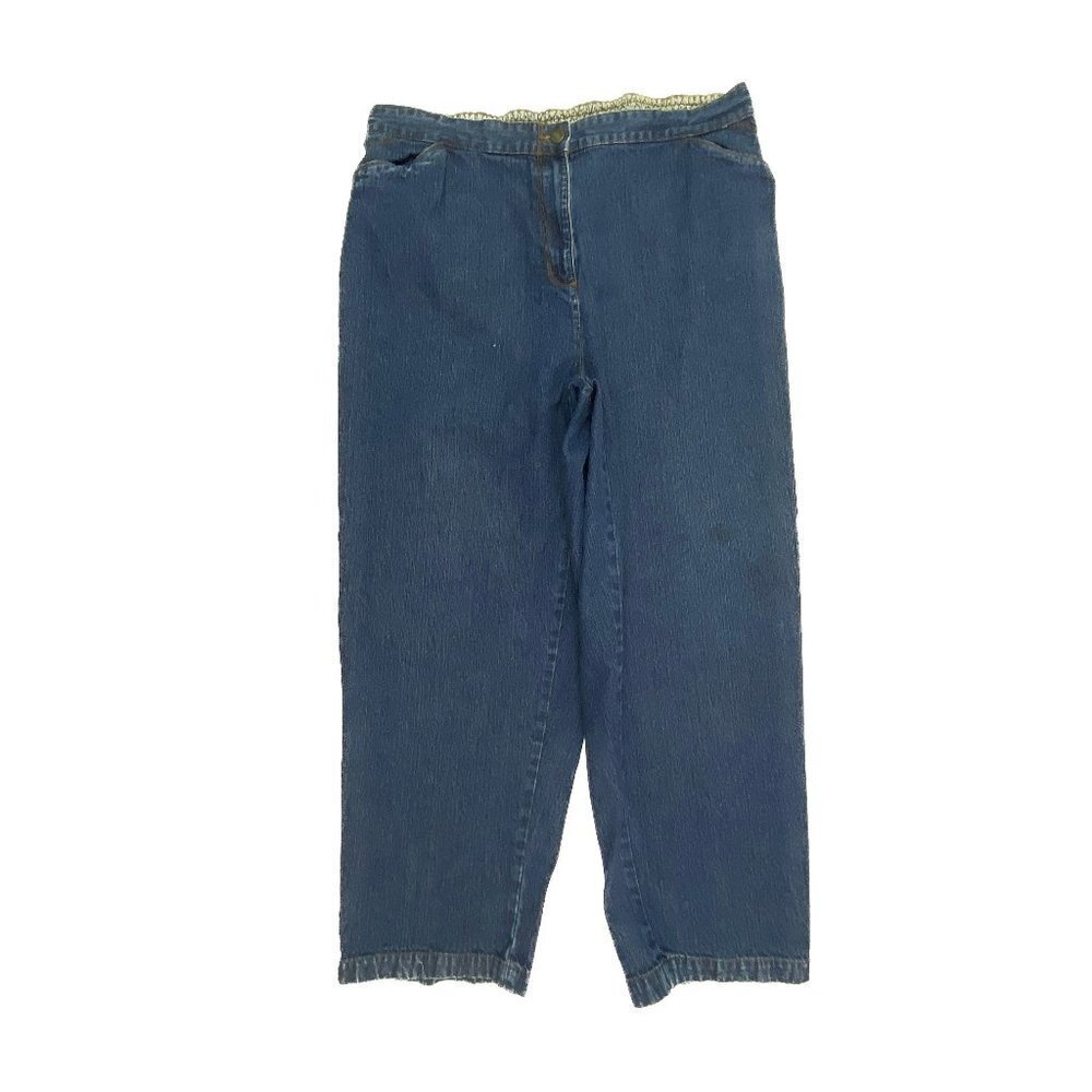 Kim Rogers Back Elastic Straight leg Women's size 16W Dark Wash Blue Denim jeans